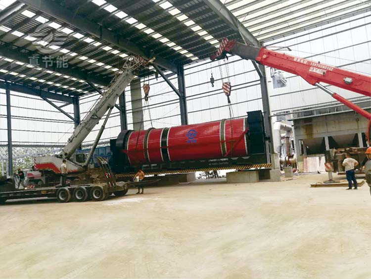 真節(jié)能大型薯渣烘干機(jī)的安裝吊裝現(xiàn)場